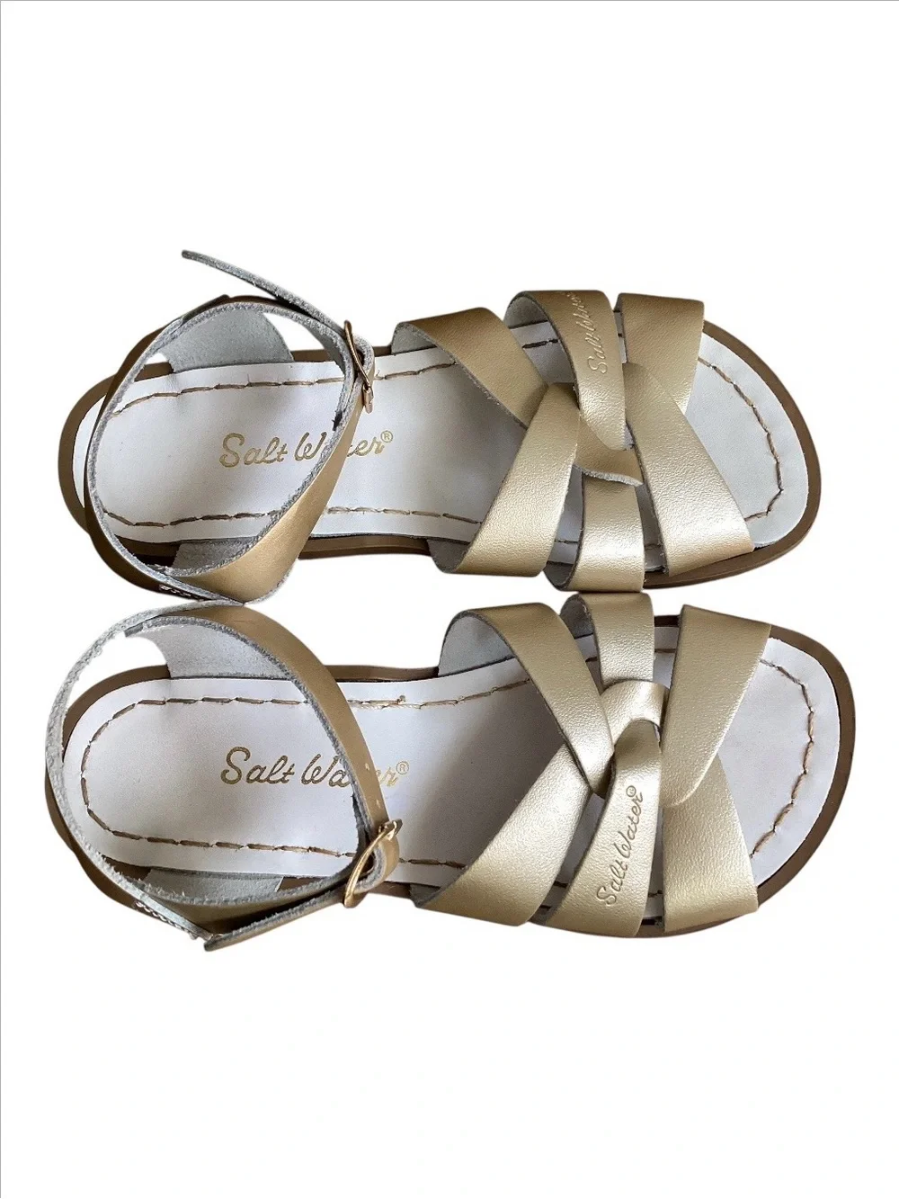 Salt Water Sandals by Hoy Metallic Gold Toddler Strap Sandals
